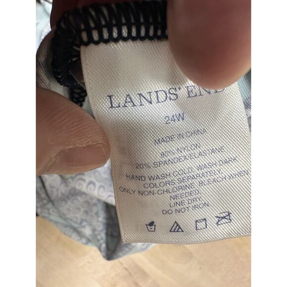 Lands Ends Women 2 Piece Tankini Swimsuit Set Size 24W Blue Floral Paisley - Picture 3 of 8